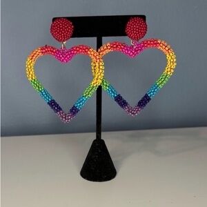 Colorful Beaded Heart Earrings